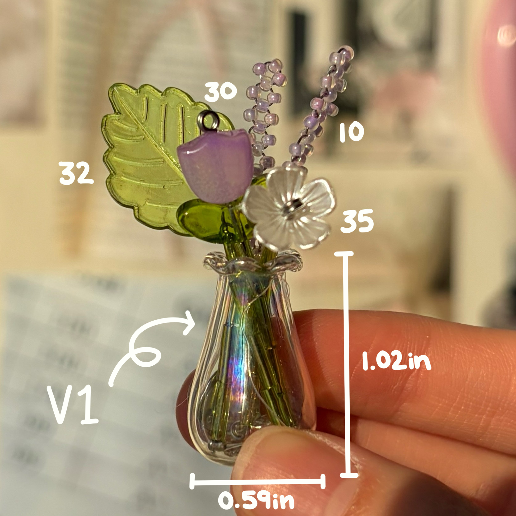 Custom Beaded Vase Bouquet